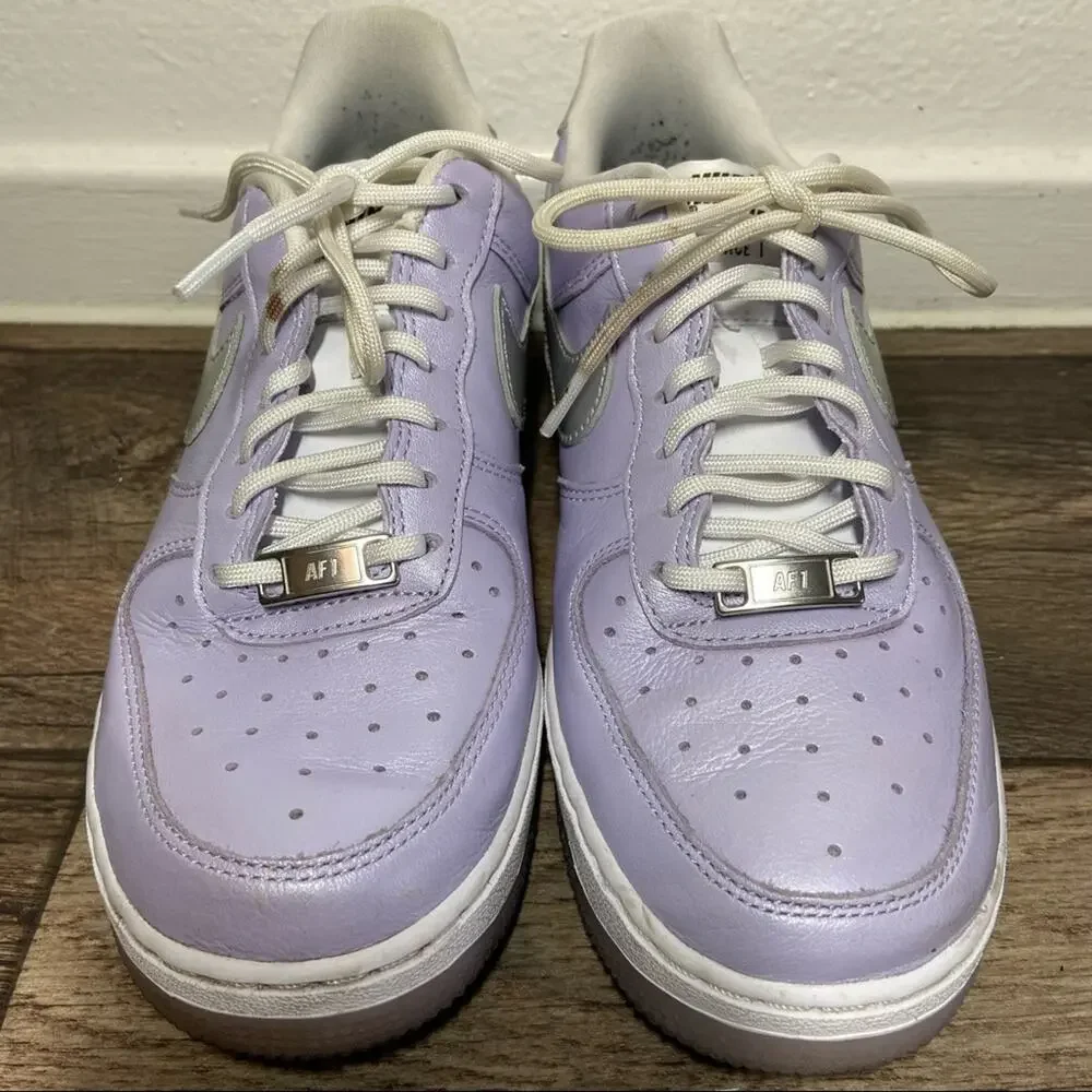 Nike Air Force 1 '07 Sneakers Leather Gum Oxygen Purple/Metallic Silver 8